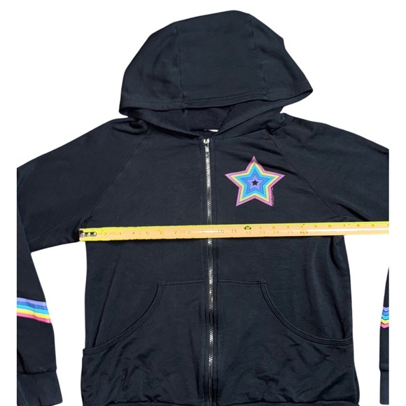 Lauren Moshi Black Rainbow Star Zip Hoodie Sweatshirt M - Picture 6 of 14